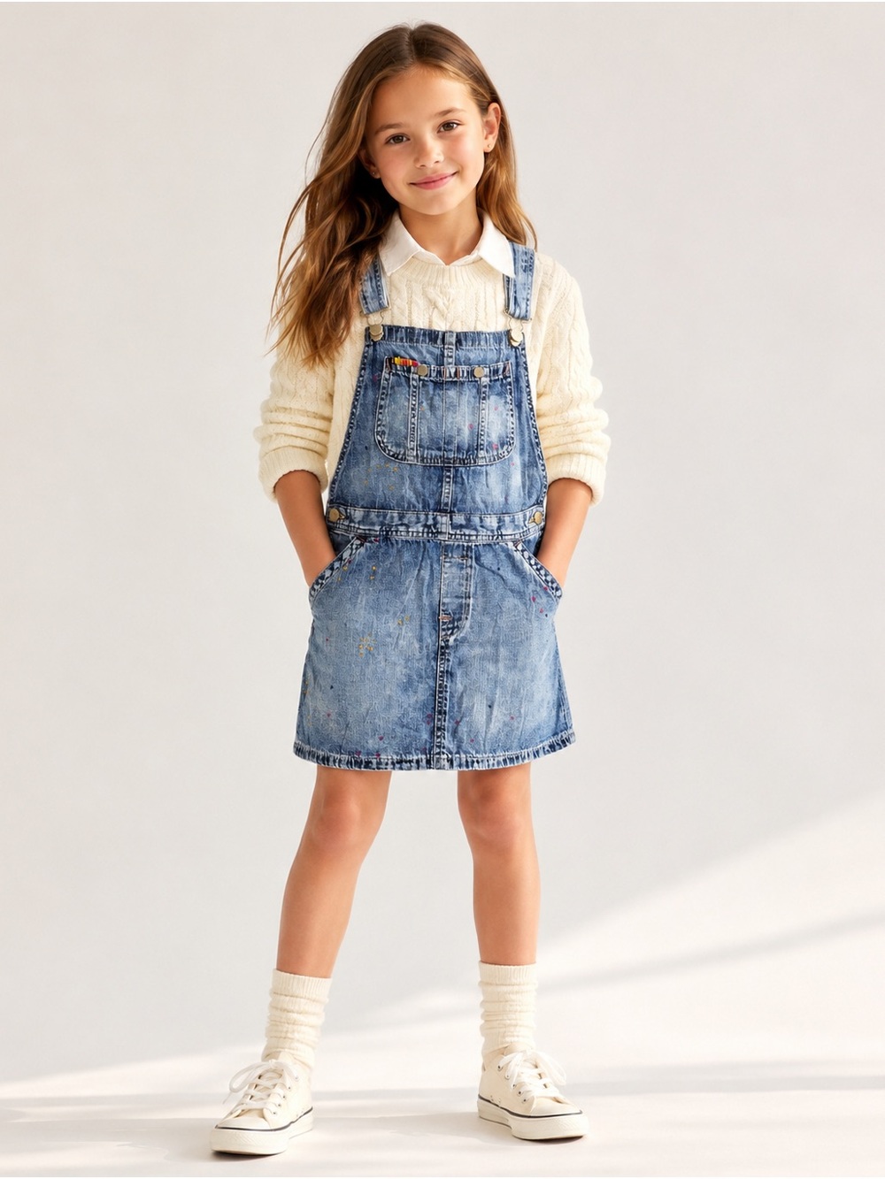 Polo Ralph Lauren Girls Denim Overall Dress 10 Preppy Vintage